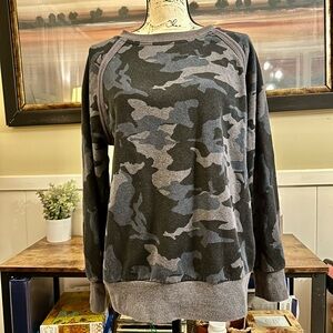 Prana Women's Black, Blue and Gray Camo Sweatshirt